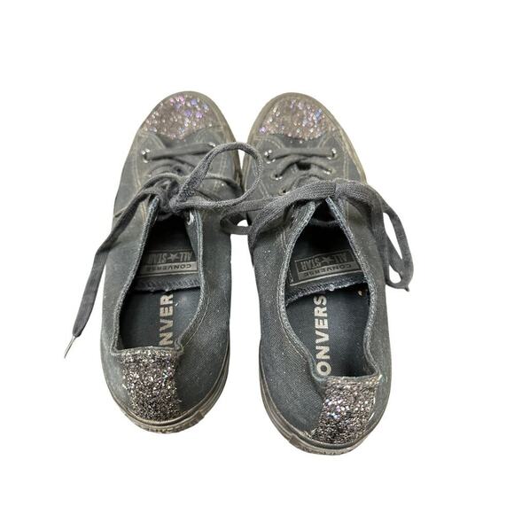 Converse Size 8.5 Navy Blue Glitter Toe Chuck Taylor Unique Skater Girly Sneaker - Picture 4 of 9